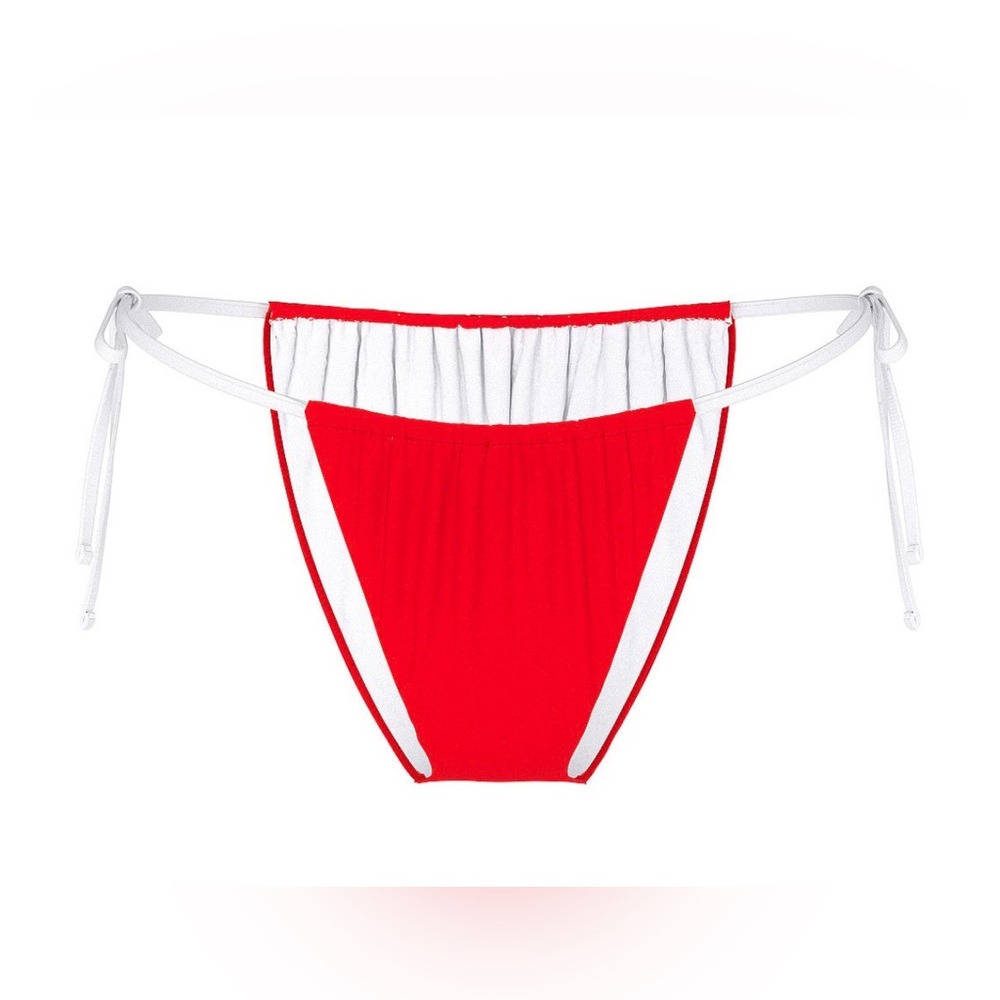 PINK Victoria's Secret Red and White Bikini Bottom- Size Large NWT